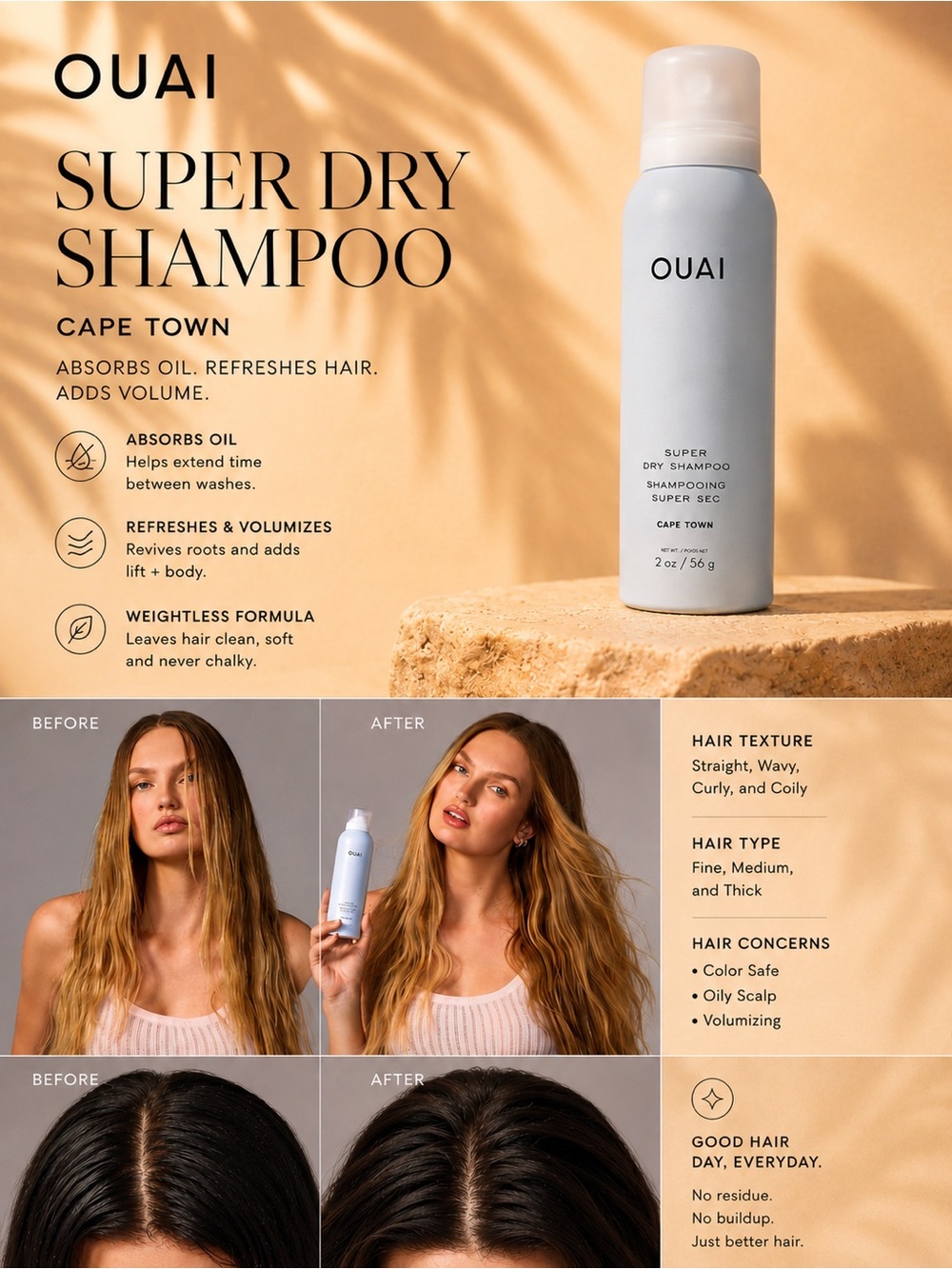 OUAI Super Dry Shampoo 2 oz Travel Size
